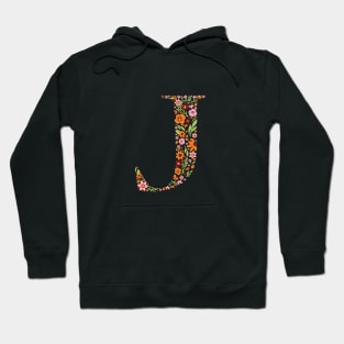 Retro Floral Letter J Hoodie